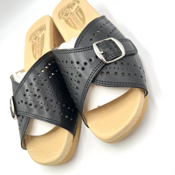 Worishofer Womens 251 Black Leather Slides Wedges Sandals Shoes 38 EU 7.5 - 8 US - Picture 5 of 15